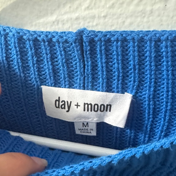 Vibrant Blue Crew Neck Sweater with Pocket - Picture 3 of 4